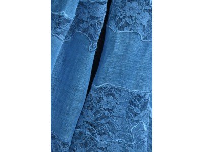 Linnen sjaaltje met kant, blauw