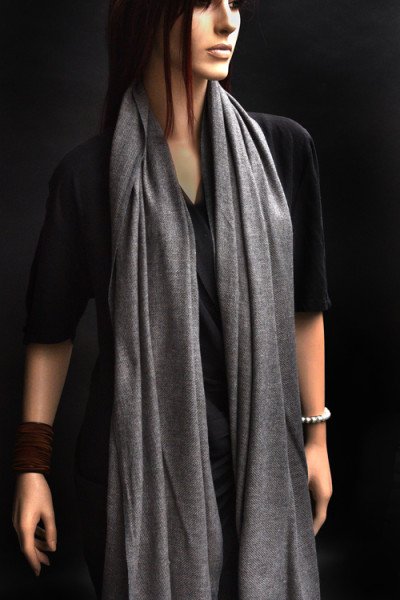 Cashmere sjaal, uniseks, bruin en blauwgrijs