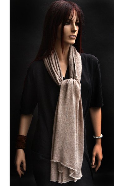 Cashmere sjaal, uniseks, camel en beige
