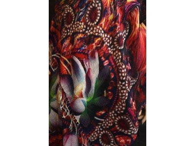 Silk pashmina, lotus, tijger, meisje