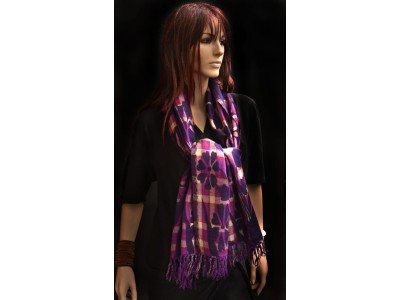 Wollen sjaaltje, paars, fuchsia, rood, offwhite, uniseks