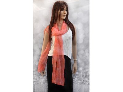 Puur zijden chiffon sjaal, roze, zalm, wit, extra lang