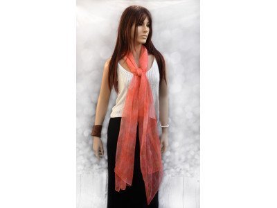Puur zijden chiffon sjaal, roze, zalm, wit, extra lang