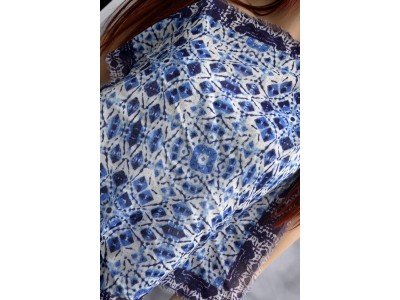 Klein katoenen sjaaltje, blauw wit 