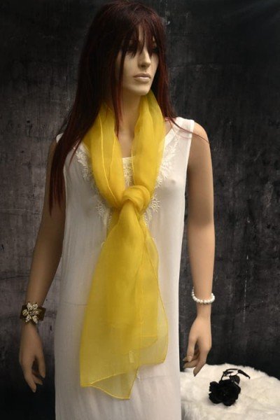 Elegante organza zijden sjaal, samoan sun, goudgeel